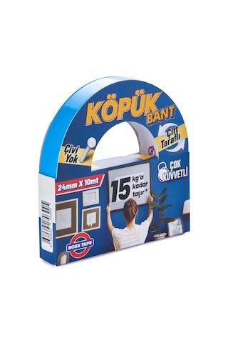 Boss Tape 3005 Çift Taraflı Köpük Bant 24mmx10m Çok Kuvvetli 15kg
