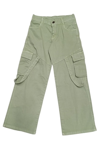 Kız Çocuk Kargo Cepli Bol Paça Cep Detaylı Su Yeşili Pantolon Su Yeşili