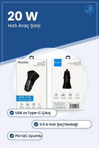 Araç Şarj Cihazı 20 W Hızlı Pd Qc Usb Type C 3.0a Çakında Aleti M