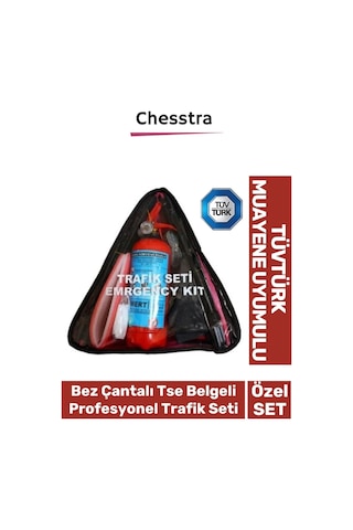 Profesyonel Tüvtürk Uyumlu Bez Çantalı Üçgen Yangın Tüp Oto Araba Tse Belgeli İlk Yardım Trafik Seti