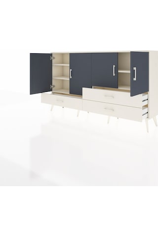 Arges Konsol 5 Raflı 3 Çekmeceli 4 Kapaklı 176x30x99 Aytaşı-antra Aytaşı-antrasit/aytaşı