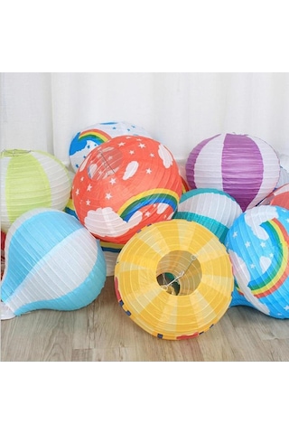 Dekoratif Renkli Kağıt Dilek Feneri Balonu Renkli Uçan Balon 5492 11