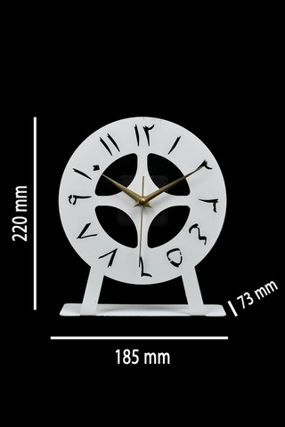 Arabic Model Metal Lazer Kesim Akar Sessiz Mekanizmalı Masa Saati Beyaz