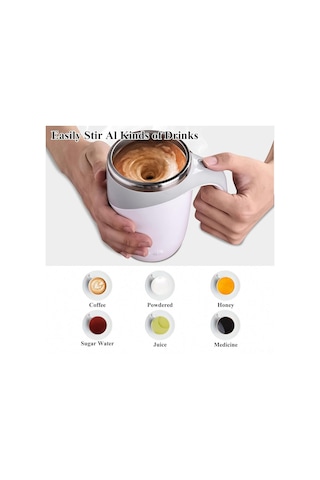 Tenfowee Şarjlı Beyaz Manyetik Karıştırıcı, Çift Duvarlı Isı Saklama, Leak-proof Paslanmaz Çelik Seyahat Bardak Beyaz