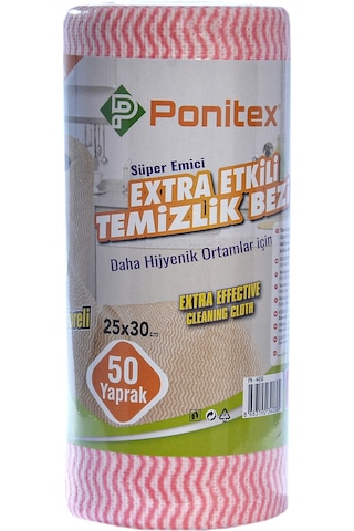 Ponitex Süper Emici Perforeli Pratik Hassas Temizlik Bezi 12 Adet Pembe 50 Yaprak 25 x 30 CM