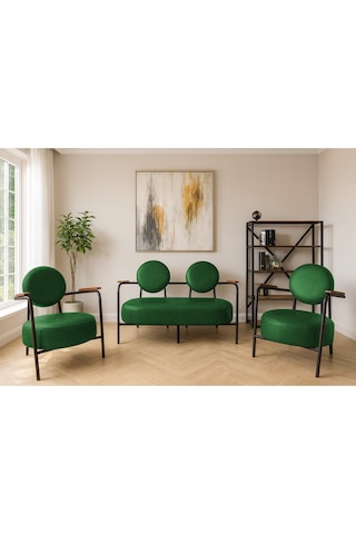 Venüs Koltuk Takımı Yeşil Dekoratif Modern Deri Koltuk Seti Ofis Ve Ev Kullanımı Yeşil