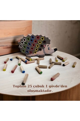 Eğitici Montessori Ahşap Kirpi Oyuncak Renkli Tak Çıkar