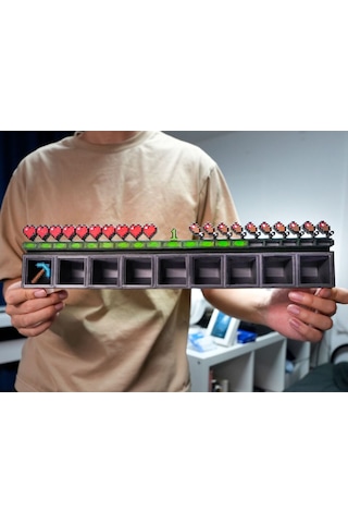 Minecraft Kalp Ve Kazma Temalı Envanter Slotu 3d Baskı Masaüstü Süs / Dekorasyon
