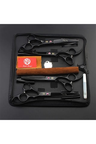 Profesyonel 7.0 Inch 18 CM Berber Kuaför Makas Seti Siyah Profesyonel 7.0 Inch 18 CM Berber Kuaför Makas Seti Siyah