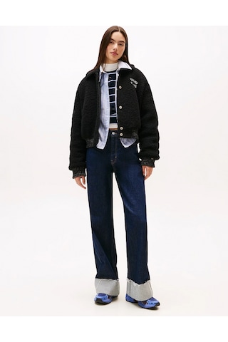 Tommy Hilfiger Tjw Teddy Kolej Stili Bomber Kadın Siyah Ceket Dw0dw21666bds Siyah