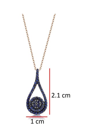 Safir Damla Tasarım Kolye Rose Gold