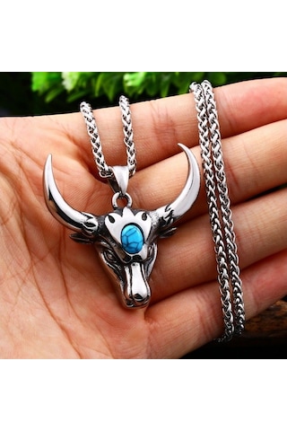 Soulader Erkek Viking Boğa Başkanı Kolye Retro Punk Tarzı İskandinav Mitolojisi Kolyesi Klasik Hayvan Figürlü Kişilik Aksesuar Çok REnkli