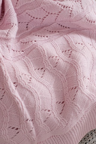 Toffy Toz Pembe Balık Sırtı Örgü Bebek Battaniyesi 100x100 Pembe