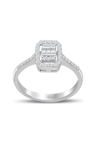 0.35 Ct. Baget Kare Modern Tasarım Tektaş Yüzük