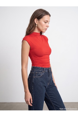 Dilvin 33211 Bra-free Büzgü Detaylı Top Kırmızı