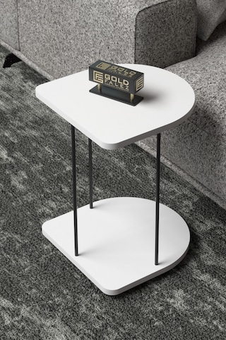 Yan Sehpa Tekerlekli Servis Sehpası Hnd Oval Beyaz