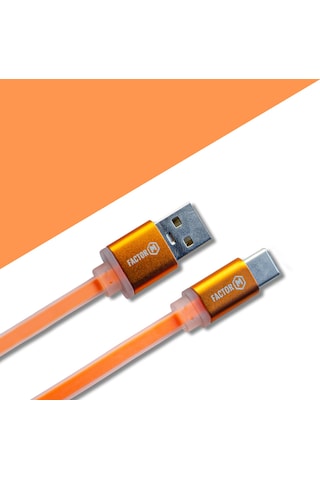 Factor-M FM-3A120TT Type-C Data Kablosu 3A 1.2 M Turuncu