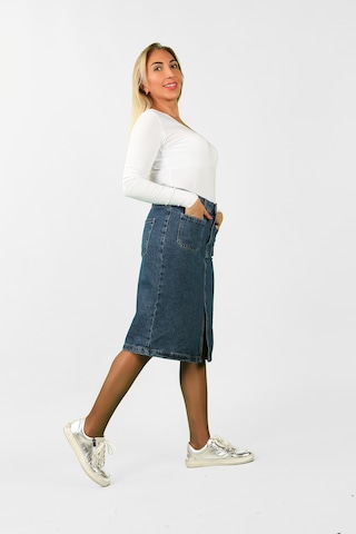 Kadın Önden Cepli Kot Etek Mavi