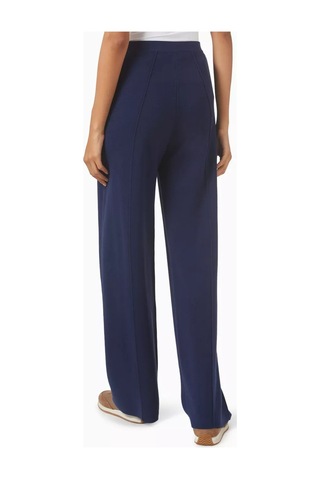 12storeez Relaxed Fit Merino Yünü Karışımlı Pantolon, Geniş Paça Ve Lastikli Bel Lacivert