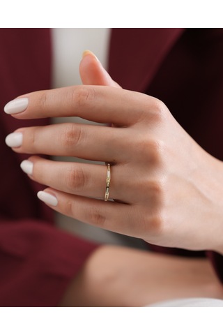 Debora Jewelry 14 Ayar Altın Beyaz Mineli Yüzük