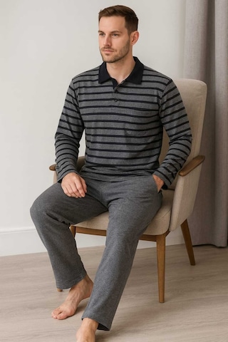 Tenra Erkek Pijama Takımı %100 Pamuk Selanik Örme Gri