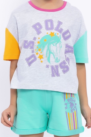 U.s. Polo Assn Karmelanj Kız Çocuk Şort Takım 5274-29428 Kar Melanj