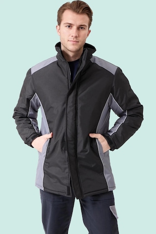 Kışlık Su Geçirmez İşçi Parkası Urtica Parka Rüzgar Sıcak Tutucu Astar Günlük İş Kullanımına Siyah-Gri