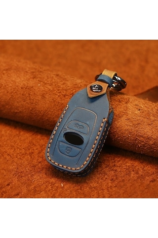 Tongxida Subaru Araba Sığır Derisi Deri Anahtar Koruyucu Kapak Kılıfı İçin Mavi