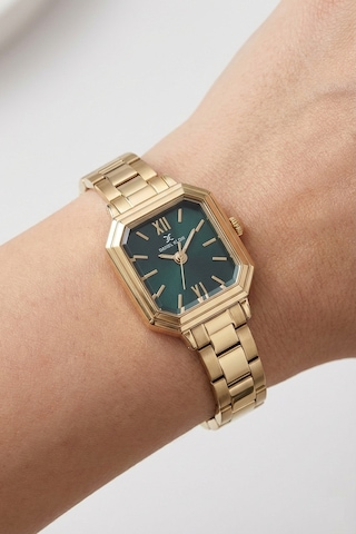 Daniel Klein Dk.1.10870.3 Petrol Mavi Zarif Kare Model Çelik Kordonlu Vintage Kadın Kol Saati Altın