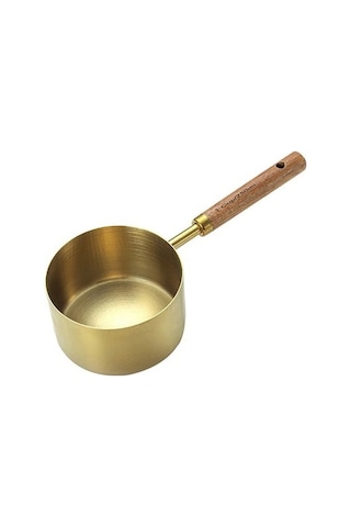 Qerhome 4'lü Ahşap Saplı Gold Lüks Ölçü Kaşığı - Ölçü Kabı Altın