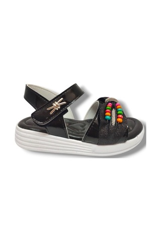 Butiqe 1809-25 Boncuk Taşli Anatomik Kız Çocuk Sandalet 26-30 Siyah
