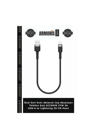Özel Seri Hızlı Aktarım Cep Aksesuarı Telefon Şarj Xcc8699 27w 3a Usb-a To Lightning 30 Cm Hasır