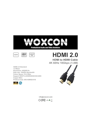 Hdmı Kablo 4k 60hz 18g Hdcp2.2 Arc Dolby Desteği Hdmı 2.0 Versiyon 1,8 Metre