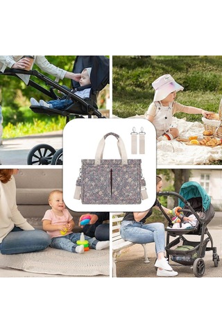 Bebek Bezi Düzenleyici Çanta Geniş Çiçek Çantası, Askılı, Hafif Seyahat Saklama Çantası, Taşınabilir Bebek Bezleri, Islak Mendiller, Oyuncaklar Ve Bebek Ürünleri Saklama Çantaları, Ebeveynler İçin İdeal Diğer