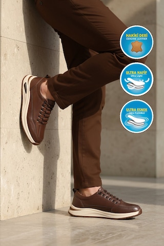Ayakmod Premium Kahve Hakiki Deri Erkek Casual Ayakkabı 3003 M Kahverengi