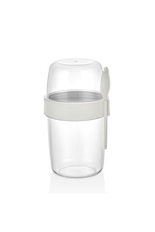 Yoğurt Kabı Seti 300 Ml + 600 Ml Taşınabilir, Bpa İçermeyen Kahvaltı Ve Ara Öğün Kabı Gri
