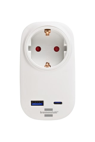 Brennenstuhl Premium Serisi Tek Soketli 20w Hızlı Şarj Özellikli 1 Typ-c + 1 Usb' Li Şarj Korumalı Priz Yok