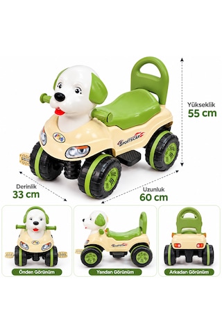 Enhoş Toys Köpek Figürlü Pedallı Çocuk Binek Arabası Yeşil Krem