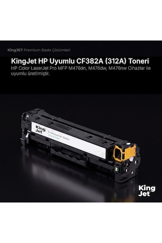 Kingjet Hp Uyumlu Cf382a 312a Sarı Standart Kapasiteli Tekli Çipli Uyumlu Toner Hp Color Laserjet Pro Mfp M476dn