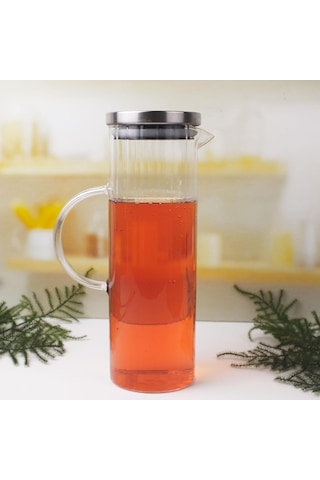 Deconox 1000ml Metal Kapaklı Line Borosilikat Cam Yağlık Sürahi Şık, Dayanıklı Ve Sağlıklı Saklam Sku: Smg8690010554017 Açık Mavi