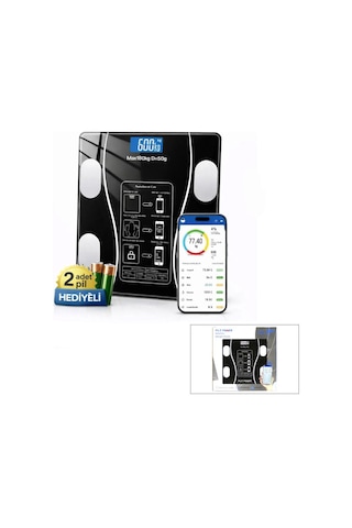 Plt Power Dijital Baskül Terazi Tartı 180kg/50g Kas Oran Bluetooth Vücut Analizli Su Yağ Bmı Diğer