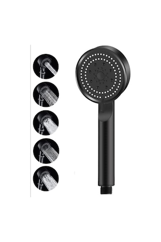 Sardıcı 5 Fonksiyonlu Duş Başlığı Ve Siyah Duş Hortumu 150 Cm Set Siyah