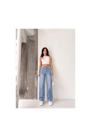 Kene Jeans Kemer Taş Detaylı Taş İşlemli Straight Jean Taş