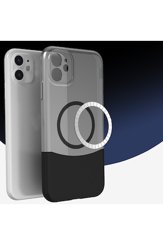 Apple Uyumlu iPhone 11 Kılıf M-safe Şarj Özellikli Mıknatıslı Zore Duble Kapak Gri