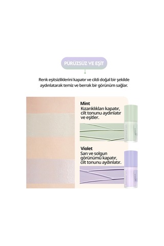 Renk Eşitsizliklerini Nötrleyen Pürüzsüzleştiren Nemlendirici Makyaj Bazı Layering Fit Base Violet