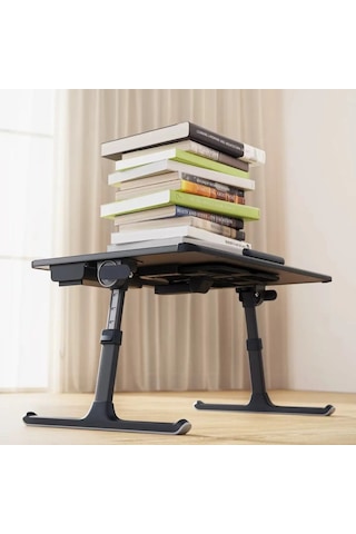Bix Saiji K10 Xxl Laptop Çalışma Masası Pvc Deri 5 Kademeli Yükseklik Ayarlı Kitap Ve Tablet Standlı Siyah