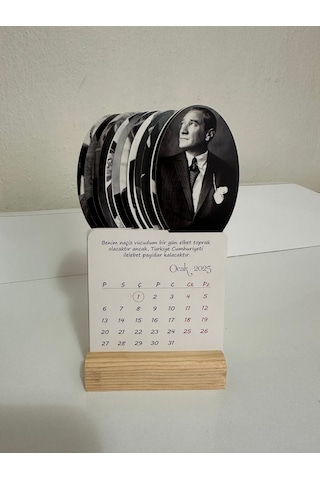 2026 Atatürk Takvimi Ahşap Ayaklı Atatürk Temalı Mini Özel Tasarım Takvim, Atatürk 2026 Takvim