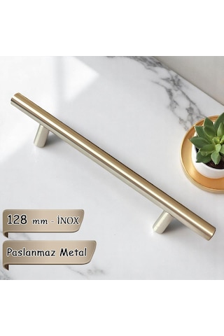 Boy Kulp İnox 128 Mm Kulp Mobilya Mutfak Dolabı Çekmece Dolap Kapak Kulpu Kulbu Metal Kulpları Bej