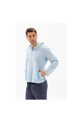 Şile Bezi Kapüşonlu Erkek Sweatshirt Buz Mavi Bmv