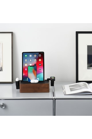 Alldock Wireless Kablosuz Şarj Standı - Ceviz/Siyah